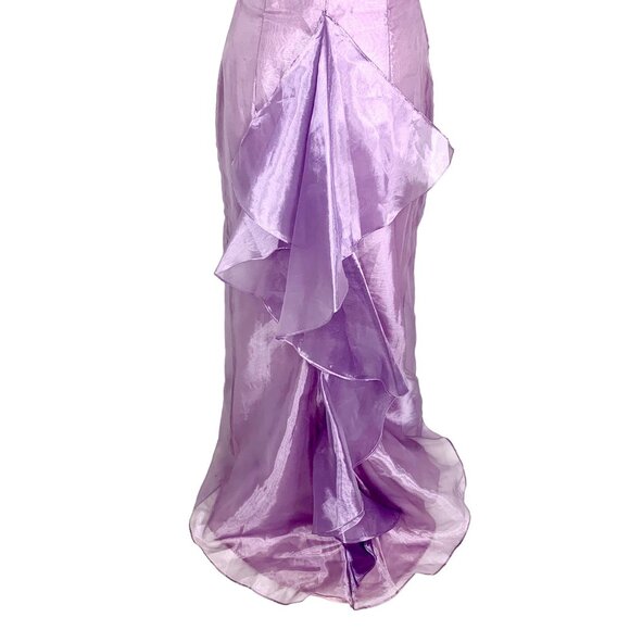 Jessica McClintock Bridal Strapless Lavender Mermaid Evening Dress Ruffles 10 - Picture 5 of 11